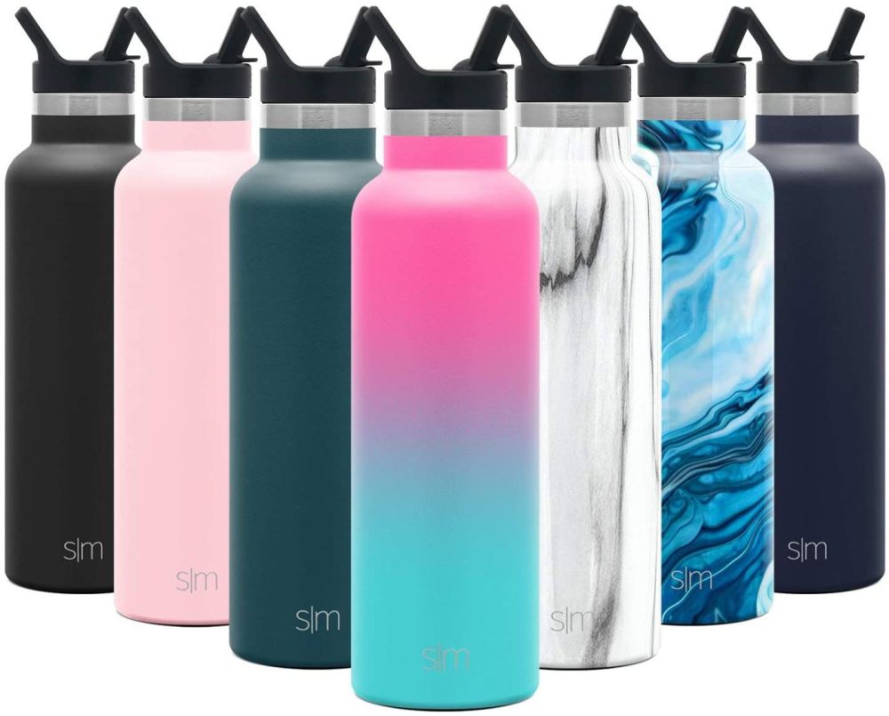 Kitchen & Dining |  Simple Modern Insulated Water Bottle With Straw Lid Reusable Ascent Narrow Mouth Stainless Steel Thermos Flask, 20Oz Straw Lid, Ombre: Sorbet Home Decor & Cleaning Kitchen & Dining