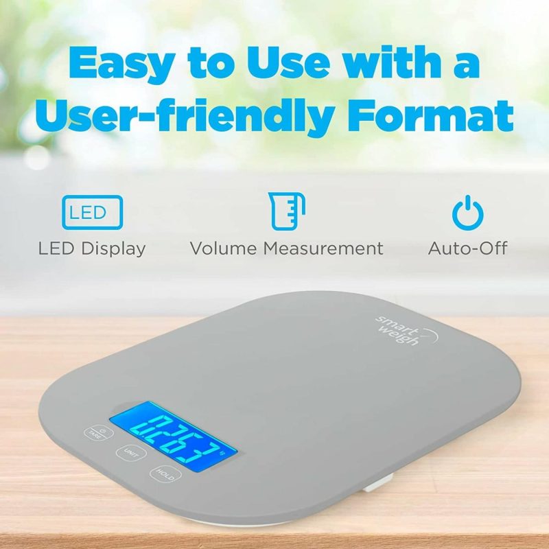 Kitchen & Dining |  Smart Weigh 11 Lb. Digital Kitchen Food Scale, Mechanical Accurate Weight Scale With 5-Unit Modes, Grams And Ounces For Weight Loss,Weighing Ingredients, Dieting, Keto Cooking , Meal Prep And Baking Home Decor & Cleaning black