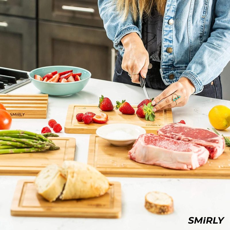 Kitchen & Dining |  Smirly Bamboo Cutting Board Set: Wood Cutting Boards For Kitchen, Wood Cutting Board Set, Chopping Board Set, Wooden Cutting Boards For Kitchen Large Wooden Cutting Board Set, Small Cutting Board Wood Cutlery & Knife Accessories Cutlery & Knife Accessories