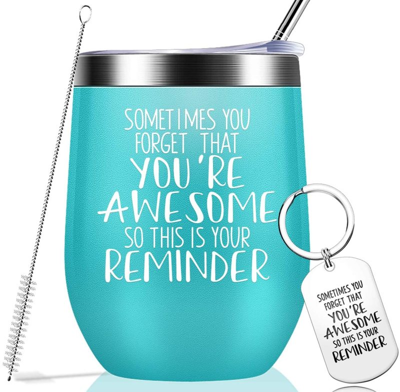 Kitchen & Dining |  Sometimes You Forget That You Are Awesome – Thank You Gifts, Funny Inspirational Birthday Graduation Gifts For, Men, Coworker, Friends – Vacuum Insulated Tumbler With Keychain Blue 12Oz Home Decor & Cleaning Kitchen & Dining