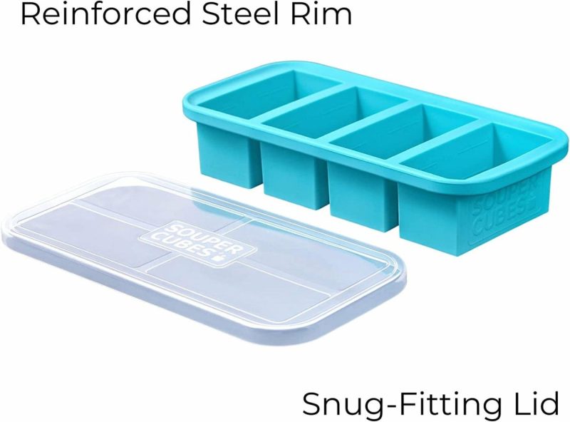 Kitchen & Dining |  Souper Cubes 1-Cup Extra-Large Silicone Freezing Tray With Lid Home Decor & Cleaning Aqua