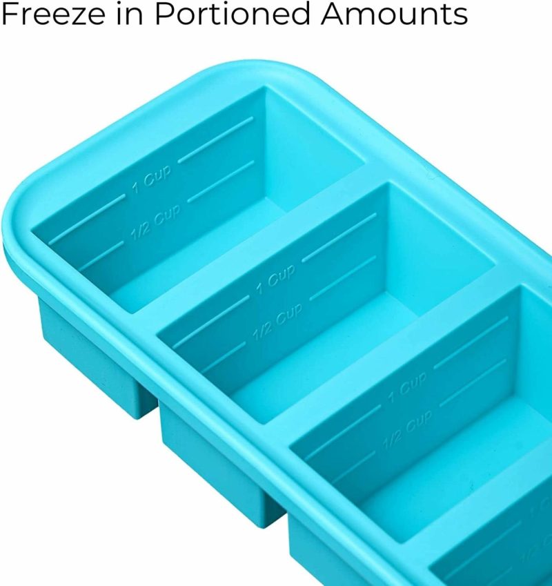 Kitchen & Dining |  Souper Cubes 1-Cup Extra-Large Silicone Freezing Tray With Lid Home Decor & Cleaning Aqua