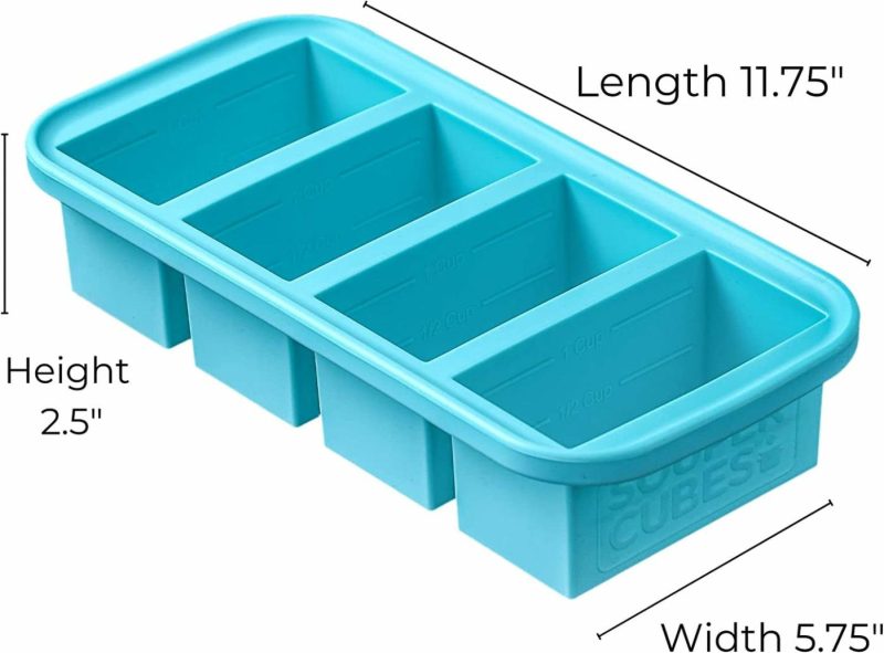 Kitchen & Dining |  Souper Cubes 1-Cup Extra-Large Silicone Freezing Tray With Lid Home Decor & Cleaning Aqua