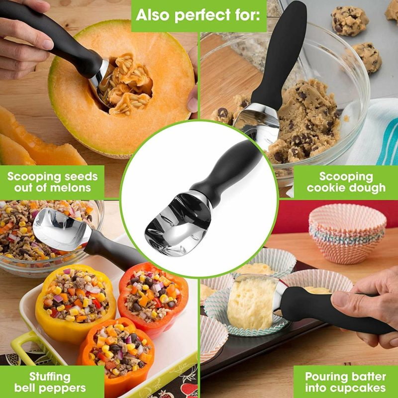 Kitchen & Dining |  Spring Chef Ice Cream Scoop With Comfortable Handle, Black Home Decor & Cleaning black