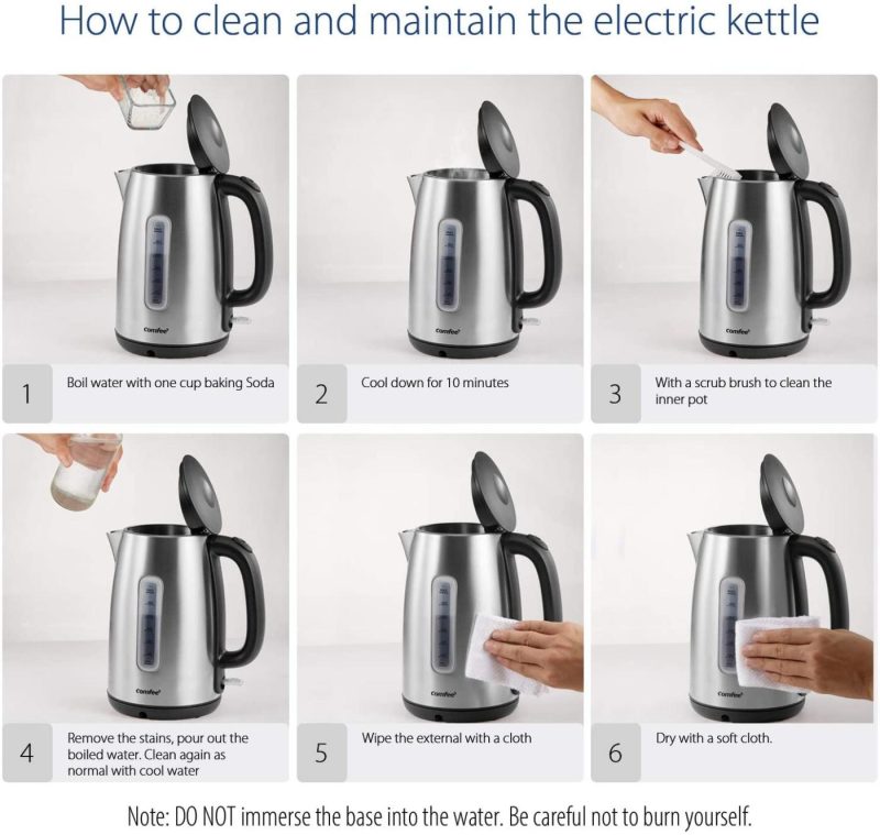 Kitchen & Dining |  Stainless Steel Cordless Electric Kettle. 1500W Fast Boil With Led Light, Auto Shut-Off And Boil-Dry Protection. 1.7 Liter Coffee, Tea & Espresso Appliances Coffee, Tea & Espresso Appliances