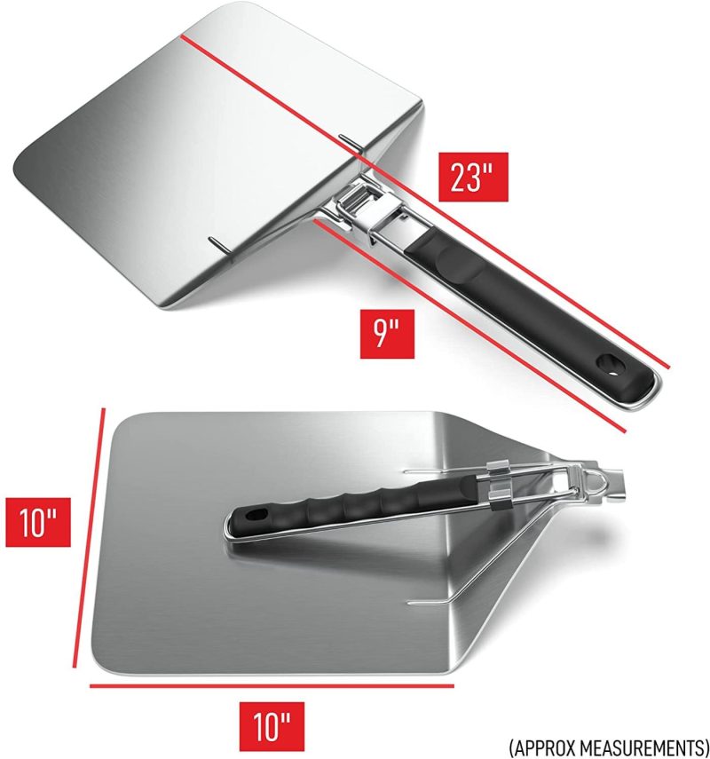 Kitchen & Dining |  Stainless Steel Folding Pizza Peel – For Professional, Pizzeria-Standard Results At Home – Kensington London Space-Saving, Ergonomic Handle, Corrosion-Resistant Metal Turning Paddle – 10 Inch Home Decor & Cleaning Kensington London