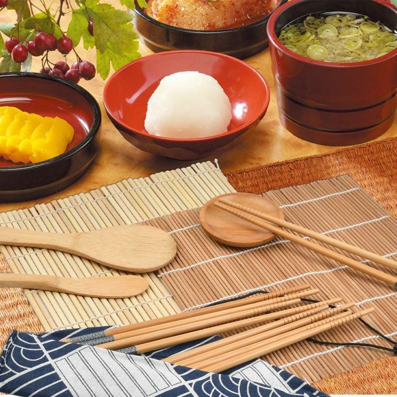 Kitchen & Dining |  Sushi Making Kit For Beginners, Sushi Maker Kit, Bamboo Mat Sushi, Including 2 Sushi Rolling Mats, 5 Pairs Of Chopsticks, 1 Wooden Spoon, 1 Sushi Knife, 1 Sushi Bowls, Beginner Sushi Kit Dining & Entertaining Dining & Entertaining