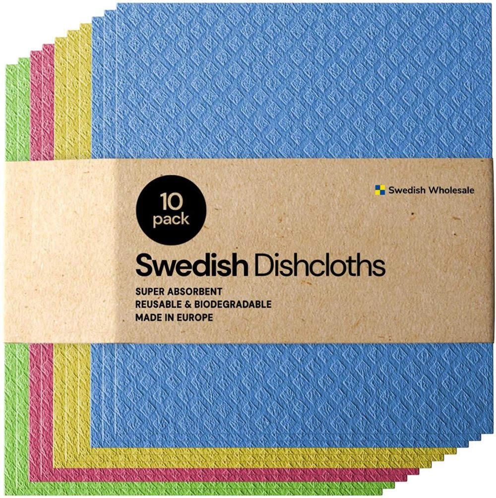 Kitchen & Dining |  Swedish Dishcloth Cellulose Sponge Cloths – Bulk 10 Pack Of Eco-Friendly No Odor Reusable Cleaning Cloths For Kitchen – Absorbent Dish Cloth Hand Towel Home Decor & Cleaning Assorted - Reusable Cleaning Cloths