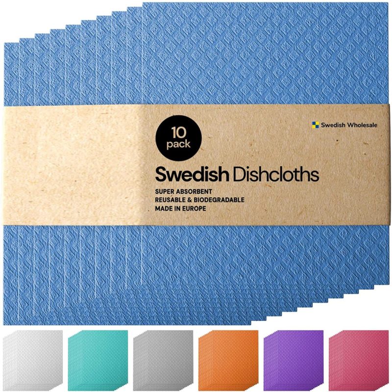 Kitchen & Dining |  Swedish Dishcloth Cellulose Sponge Cloths – Bulk 10 Pack Of Eco-Friendly No Odor Reusable Cleaning Cloths For Kitchen – Absorbent Dish Cloth Hand Towel Home Decor & Cleaning Assorted - Reusable Cleaning Cloths