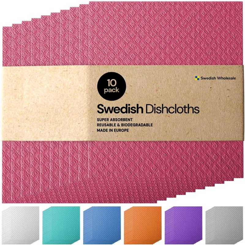 Kitchen & Dining |  Swedish Dishcloth Cellulose Sponge Cloths – Bulk 10 Pack Of Eco-Friendly No Odor Reusable Cleaning Cloths For Kitchen – Absorbent Dish Cloth Hand Towel Home Decor & Cleaning Assorted - Reusable Cleaning Cloths