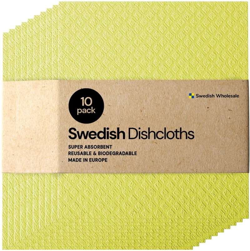 Kitchen & Dining |  Swedish Dishcloth Cellulose Sponge Cloths – Bulk 10 Pack Of Eco-Friendly No Odor Reusable Cleaning Cloths For Kitchen – Absorbent Dish Cloth Hand Towel Home Decor & Cleaning Assorted - Reusable Cleaning Cloths