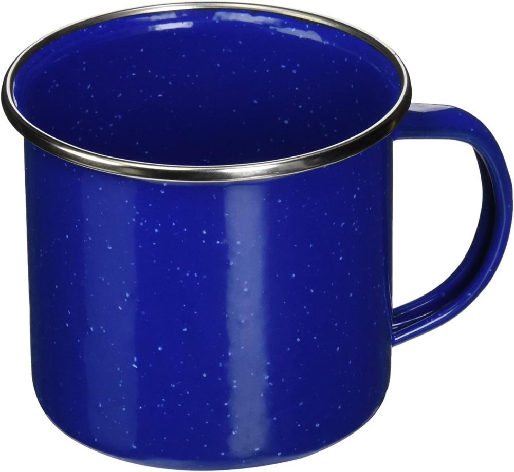 Kitchen & Dining |  Texsport Blue Enamel Coffee Cup Mug With Stainless Steel Rim – Great For Outdoor Camping Dining & Entertaining Dining & Entertaining