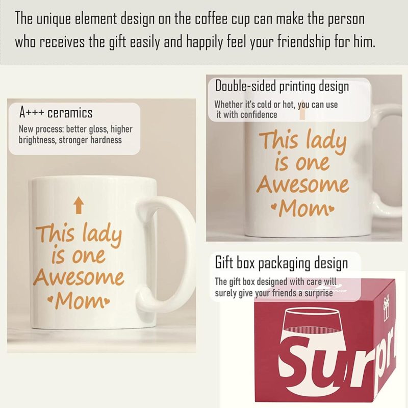 Kitchen & Dining |  This Lady Is One Awesome Mom Coffee Mug Awesome Mom Gifts Birthday Mothers Day Christmas Gifts For Mom From Daughter Son 11 Ounce Dining & Entertaining Dining & Entertaining