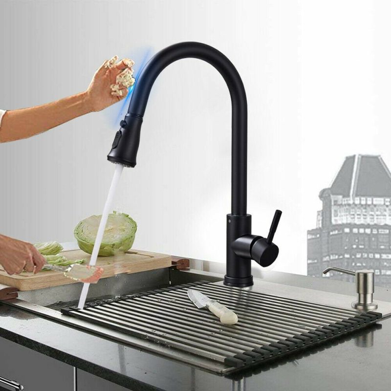 Kitchen & Dining |  Touch Kitchen Sink Faucet Pull Out Sprayer Brushed Nickel Mixer Tap Home Decor & Cleaning Brushed Nickel