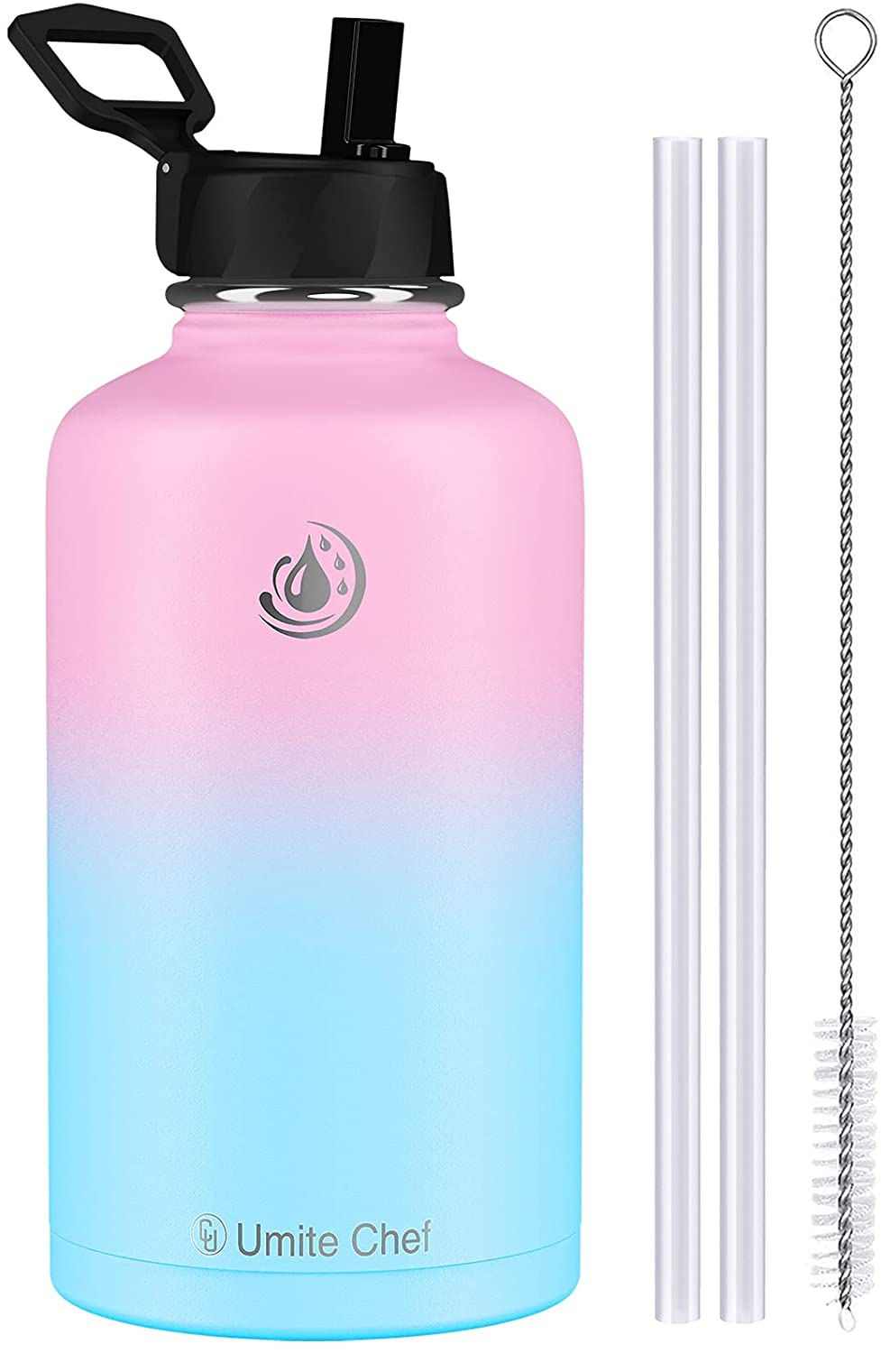 Kitchen & Dining |  Umite Chef Water Bottle, Vacuum Insulated Wide Mouth Stainless-Steel Sports 18-64Oz Water Bottle With New Wide Handle Straw Lid,Hot Cold, Double Walled Thermo Mug Home Decor & Cleaning Fantasy