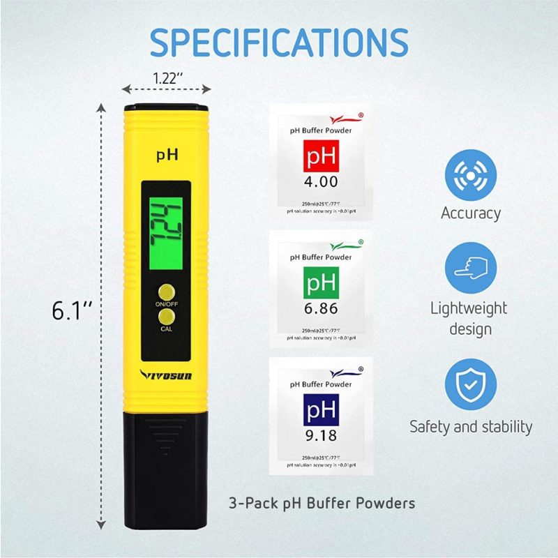 Kitchen & Dining |  Vivosun Ph Meter Digital Ph Tester Pen For Water Home Brewing & Wine Making Home Brewing & Wine Making