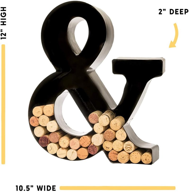 Kitchen & Dining |  Wine Cork Holder – Metal Monogram Letter (&), Black, Large | Wine Lover Gifts, Housewarming, Engagement & Bridal Shower Gifts | Personalized Wall Art | Home Décor Bar Tools & Drinkware Bar Tools & Drinkware