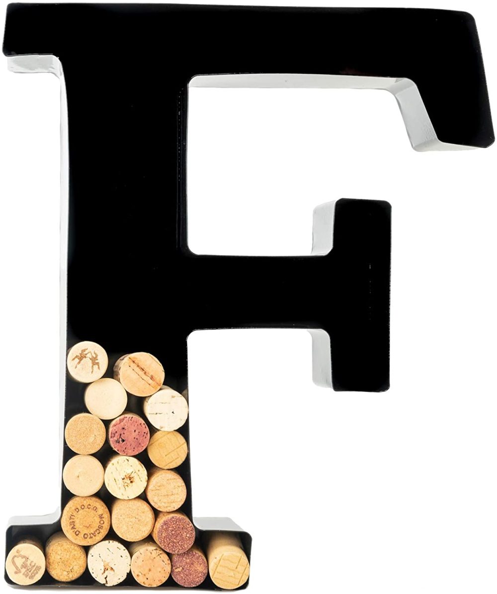 Kitchen & Dining |  Wine Cork Holder – Metal Monogram Letter (F), Black, Large | Wine Lover Gifts, Housewarming, Engagement & Bridal Shower Gifts | Personalized Wall Art | Home Décor Bar Tools & Drinkware Bar Tools & Drinkware