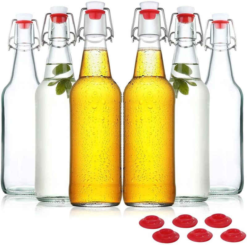 Kitchen & Dining |  Yeboda Clear Glass Beer Bottles For Home Brewing With Easy Wire Swing Cap & Airtight Silicone Seal 16 Oz- Case Of 6 Home Brewing & Wine Making Home Brewing & Wine Making