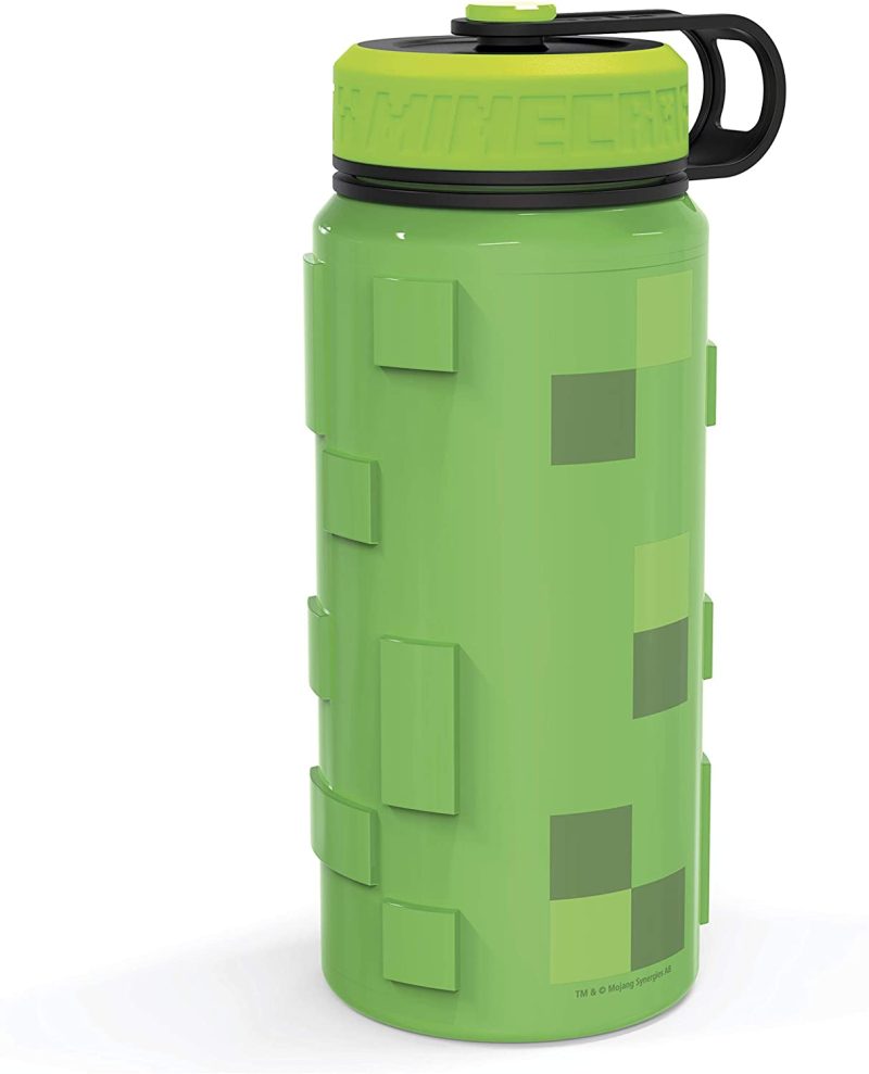 Kitchen & Dining |  Zak Designs Minecraft 24Oz Stainless Steel Vacuum Insulated Water Bottle – Rugged Sports Bottle Easy Grip And Keeps Drinks Cold (24 Oz, Minecraft) Home Decor & Cleaning Kitchen & Dining