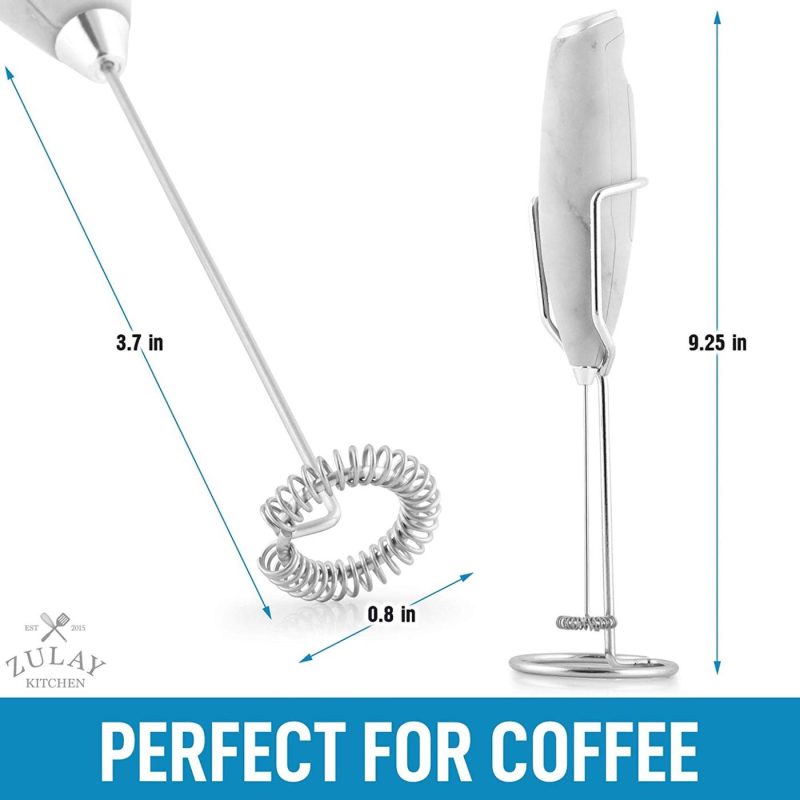 Kitchen & Dining |  Zulay Milk Frother Handheld Foam Maker With Upgraded Holster Stand – Powerful Coffee Frother Electric Handheld Mixer – Battery Operated Frother For Coffee With Stainless Steel Electric Whisk (Marble) Coffee, Tea & Espresso Appliances Coffee, Tea & Espresso Appliances