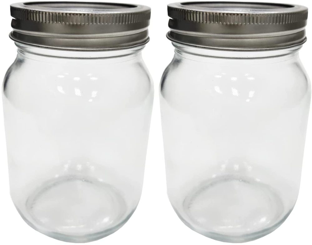 Kitchen & Dining |  Zuypsk Regular Mouth Glass Mason Jars, With Lids And Bands For Food Storage,Cookies, Spice,Candy,Drinking,Canning And Salads, Yogurt 16 Oz (Pack Of 2, 16 Oz) Cookware Cookware