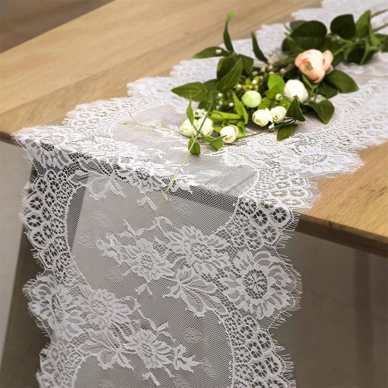 Kitchen & Table Linens |  14X120 Inch Lace Table Runner Rectangle Table Runner Baby Shower Table Runner Farmhouse Boho Tabletop Decorations Home Decor & Cleaning B-COOL