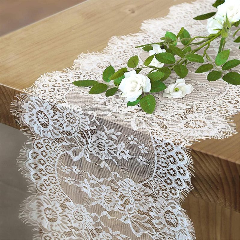 Kitchen & Table Linens |  14X120 Inch Lace Table Runner Rectangle Table Runner Baby Shower Table Runner Farmhouse Boho Tabletop Decorations Home Decor & Cleaning B-COOL