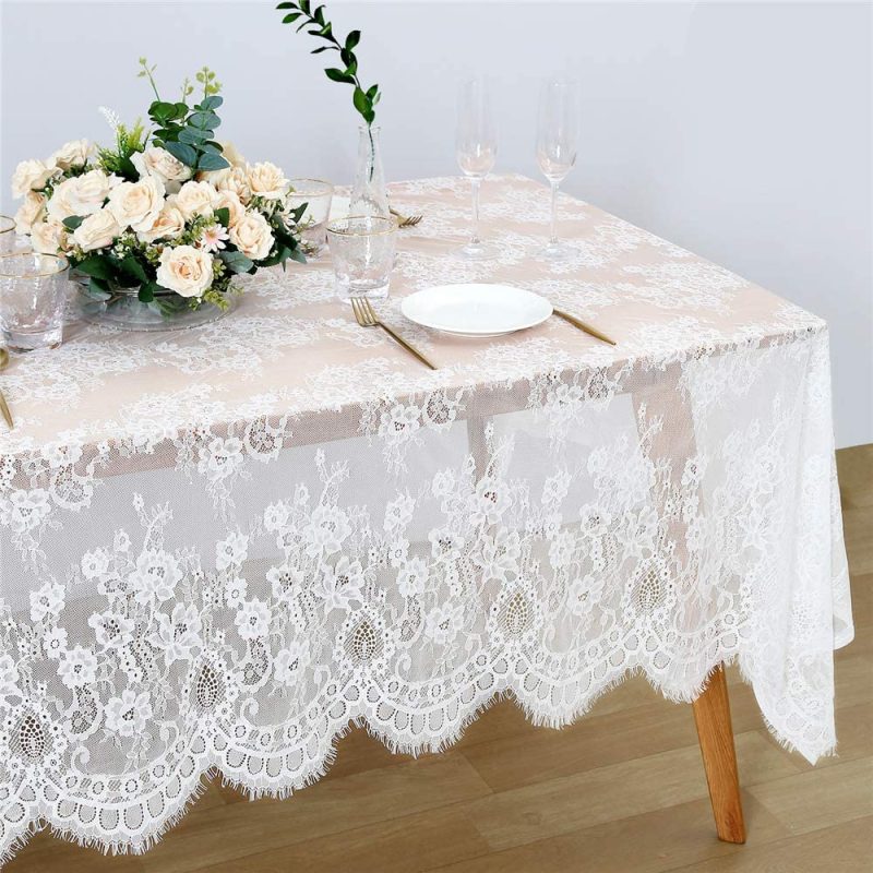 Kitchen & Table Linens |  14X120 Inch Lace Table Runner Rectangle Table Runner Baby Shower Table Runner Farmhouse Boho Tabletop Decorations Home Decor & Cleaning B-COOL