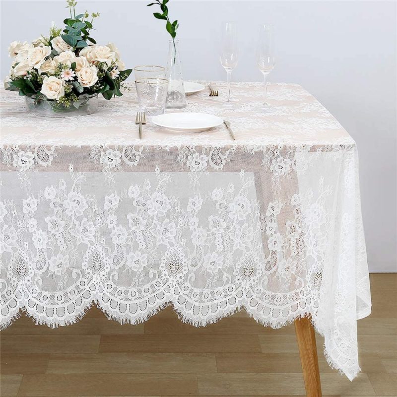 Kitchen & Table Linens |  14X120 Inch Lace Table Runner Rectangle Table Runner Baby Shower Table Runner Farmhouse Boho Tabletop Decorations Home Decor & Cleaning B-COOL