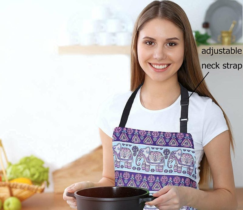 Kitchen & Table Linens |  Adjustable Bib Apron Extra Long Ties With 2 Pockets Home Decor & Cleaning DOMINEERING