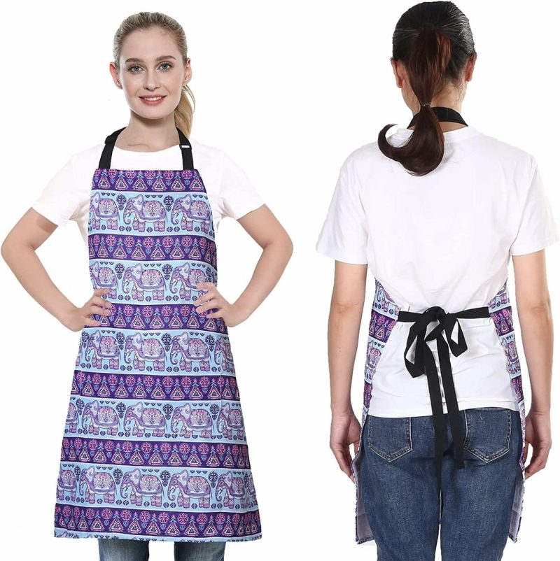 Kitchen & Table Linens |  Adjustable Bib Apron Extra Long Ties With 2 Pockets Home Decor & Cleaning DOMINEERING