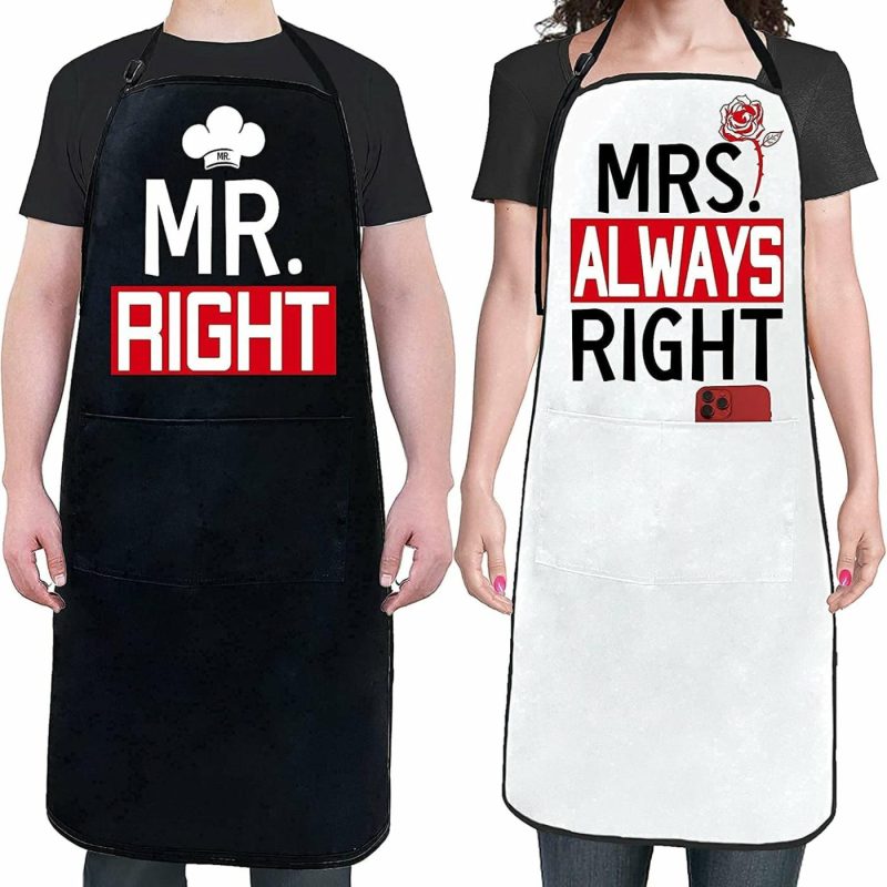 Kitchen & Table Linens |  Mr Right Mrs Always Right,Couple Aprons Home Decor & Cleaning Edghrsi