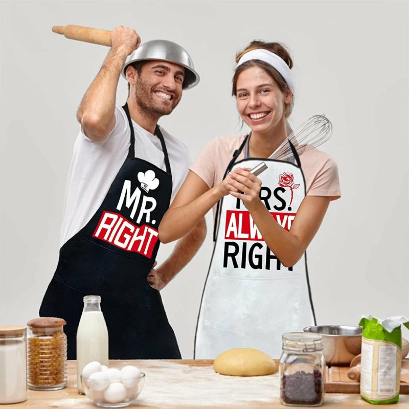 Kitchen & Table Linens |  Mr Right Mrs Always Right,Couple Aprons Home Decor & Cleaning Edghrsi