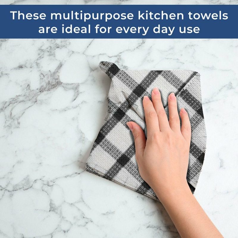 Kitchen & Table Linens |  Set Of 24 | 100% Cotton | 12 X 12 Inches | Checkered Pattern Brown Dish Towels Scrubbing Clothes Cleaning Rags Kitchen Essentials Home Decor & Cleaning brown