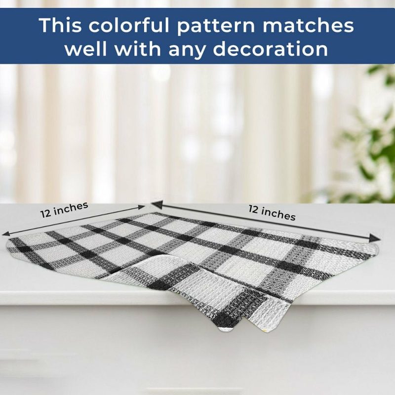 Kitchen & Table Linens |  Set Of 24 | 100% Cotton | 12 X 12 Inches | Checkered Pattern Brown Dish Towels Scrubbing Clothes Cleaning Rags Kitchen Essentials Home Decor & Cleaning brown