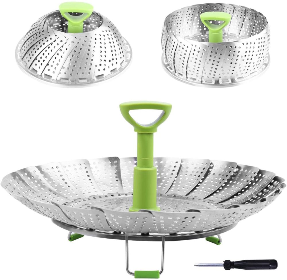 Kitchen & Dining |  Steamer Basket Stainless Steel Vegetable Steamer Basket Folding Steamer Insert For Veggie Fish Seafood Cooking, Expandable To Fit Various Size Pot (6.4" To 10") Cookware Consevisen