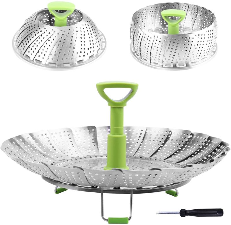 Kitchen & Dining |  Steamer Basket Stainless Steel Vegetable Steamer Basket Folding Steamer Insert For Veggie Fish Seafood Cooking, Expandable To Fit Various Size Pot (6.4" To 10") Cookware Consevisen