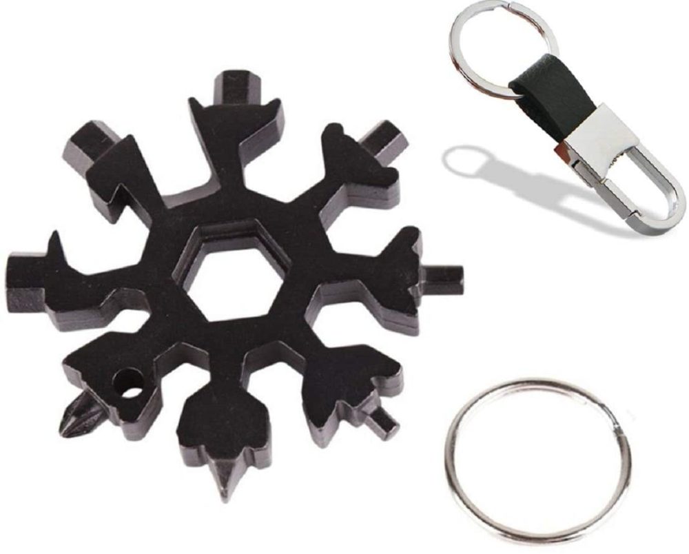 Kitchen Utensils & Gadgets |  18-In-1 Snowflake Multi-Tool, Stainless Combination Compact Portable Outdoor Products Tool Card Keychain Bottle Opener (Black) Home Decor & Cleaning black