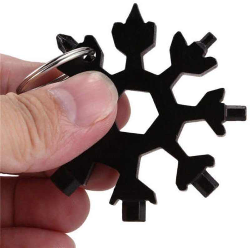 Kitchen Utensils & Gadgets |  18-In-1 Snowflake Multi-Tool, Stainless Combination Compact Portable Outdoor Products Tool Card Keychain Bottle Opener (Black) Home Decor & Cleaning black