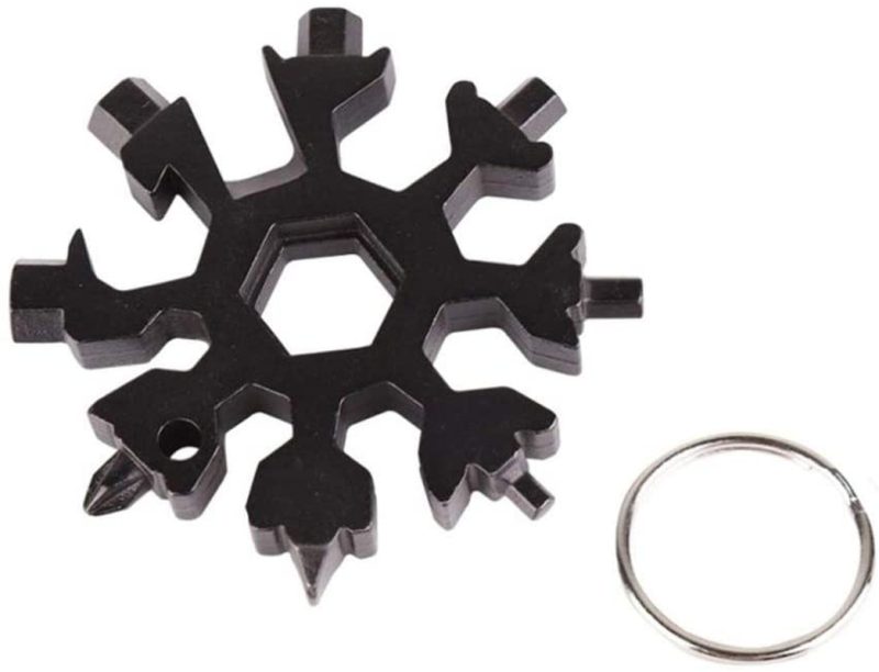 Kitchen Utensils & Gadgets |  18-In-1 Snowflake Multi-Tool, Stainless Combination Compact Portable Outdoor Products Tool Card Keychain Bottle Opener (Black) Home Decor & Cleaning black