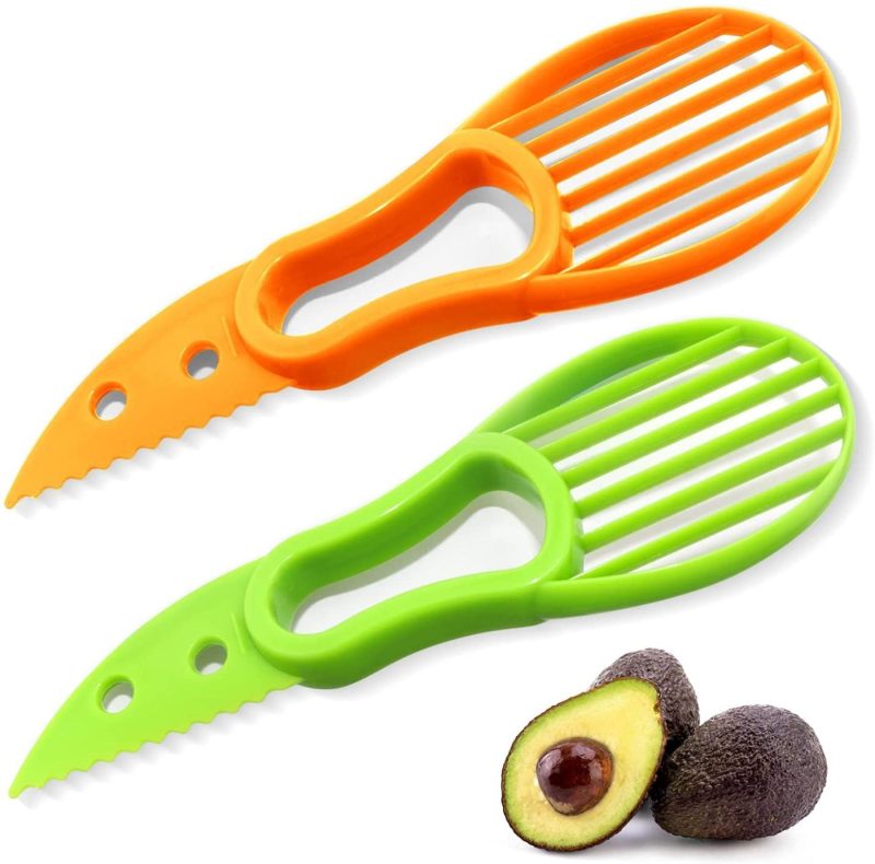 Kitchen Utensils & Gadgets |  2Pcs Ruooson Avocado Slicer, 3 In 1 Avocado Cutter, Bpa Free Multifunctional Knife/ Slicer/Pitter/Spliter And Comfort-Grip Handle, Suitable For Kiwi Dragon Fruit, Green And Orange Home Decor & Cleaning Green