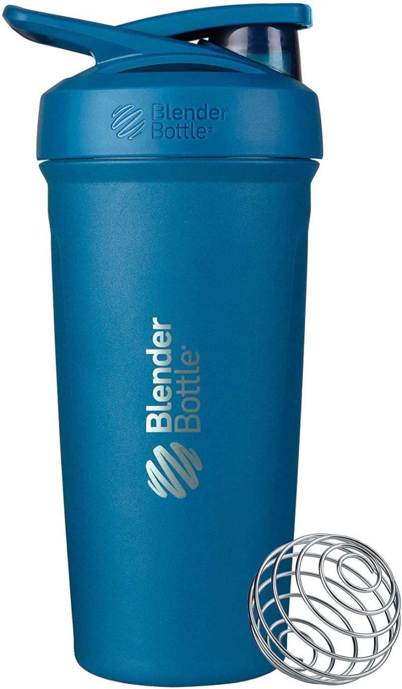 Kitchen Utensils & Gadgets |  Blenderbottle Strada Shaker Cup Insulated Stainless Steel Water Bottle With Wire Whisk, 24-Ounce, Blue Home Decor & Cleaning BlenderBottle