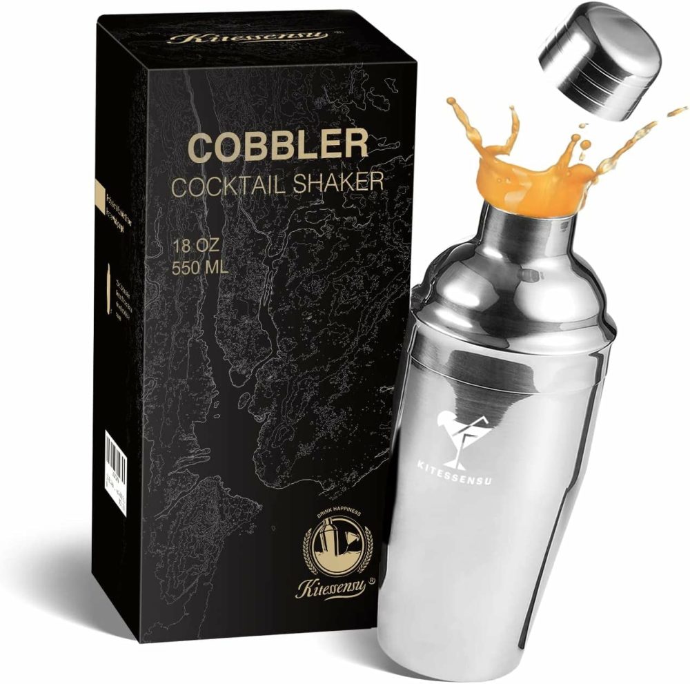 Kitchen Utensils & Gadgets |  Cocktail Shaker, 19Oz Martini Shaker With Strainer, Premium 18/8 Stainless Steel Cobbler Drink Shaker, Free Recipes Booklet Included Home Decor & Cleaning Kitchen & Dining