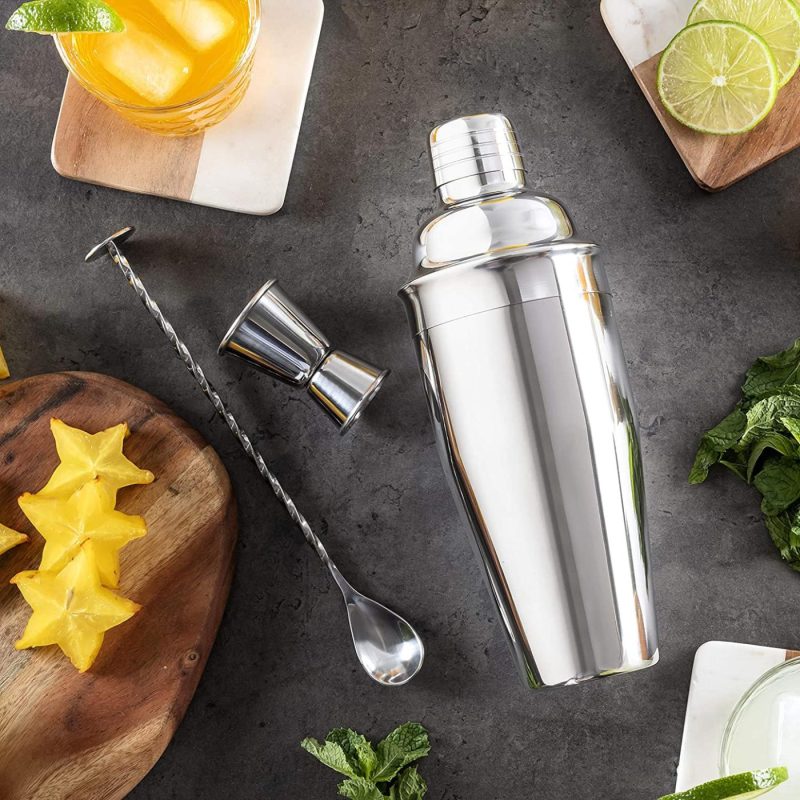 Kitchen Utensils & Gadgets |  Cocktail Shaker Set By Cresimo – Stainless Steel Bartending Kit With 24 Ounce Cocktail Shaker With Built In Drink Strainer, Measuring Jigger, Mixing Spoon & Drink Recipe Guide – Professional Bar Tools Home Decor & Cleaning CRESIMO