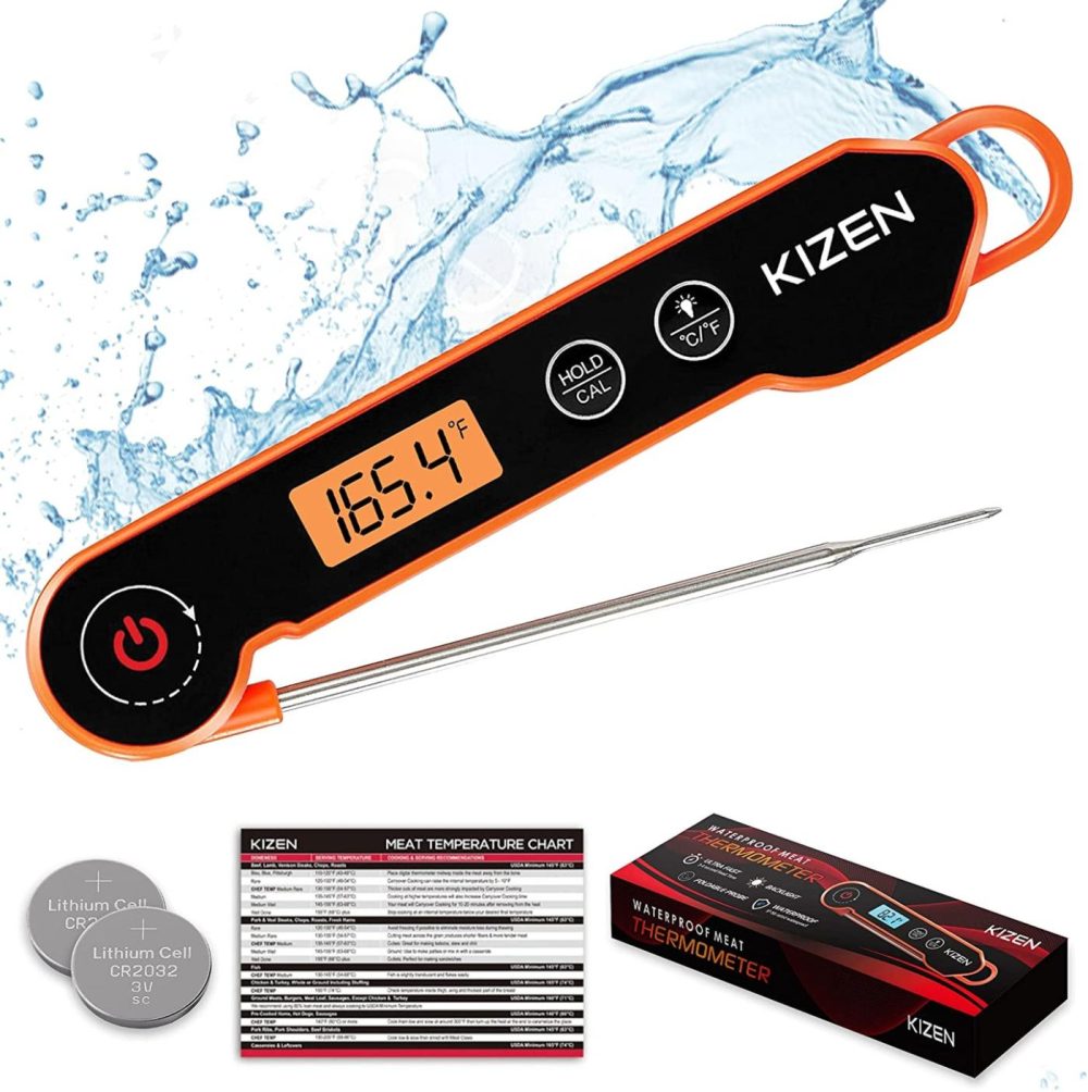 Kitchen Utensils & Gadgets |  Digital Meat Thermometers For Cooking – Waterproof Instant Read Food Thermometer For Meat, Deep Frying, Baking, Outdoor Cooking, Grilling, & Bbq (Orange/Black) Home Decor & Cleaning Kitchen & Dining