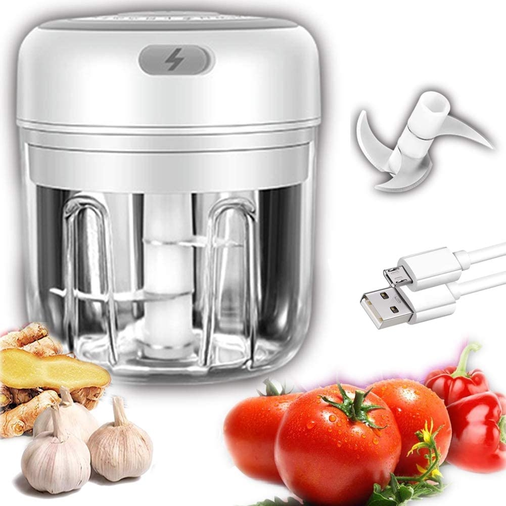 Kitchen Utensils & Gadgets |  Electric Mini Garlic Chopper Food Chopper，Usb Rechargeable Mini Chopper For Beef/Fruits/Vegetables/Garlic/Onion- Safe Child Lock, Best Gift For Mom – 1 Blades Included (250Ml) Home Decor & Cleaning Kitchen & Dining