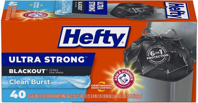 Kitchen Utensils & Gadgets |  Hefty Ultra Strong Tall Kitchen Trash Bags, Blackout, Clean Burst, 13 Gallon (Packaging May Vary) Home Decor & Cleaning Clean Burst - 80 Count