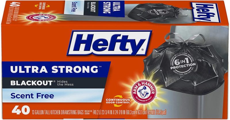 Kitchen Utensils & Gadgets |  Hefty Ultra Strong Tall Kitchen Trash Bags, Blackout, Clean Burst, 13 Gallon (Packaging May Vary) Home Decor & Cleaning Clean Burst - 80 Count