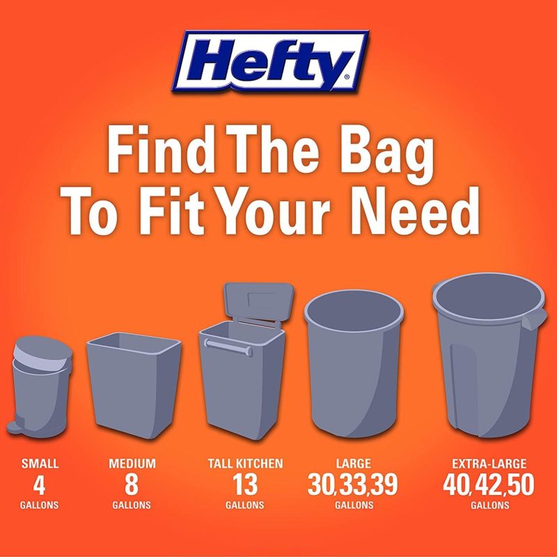 Kitchen Utensils & Gadgets |  Hefty Ultra Strong Tall Kitchen Trash Bags, Blackout, Clean Burst, 13 Gallon (Packaging May Vary) Home Decor & Cleaning Clean Burst - 80 Count